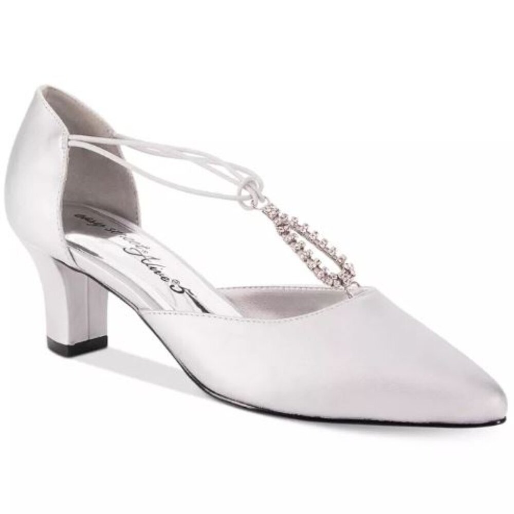 Easy Street Women's Moonlight Rhinestones Evening Sandals Silver Satin 8.5M NWB